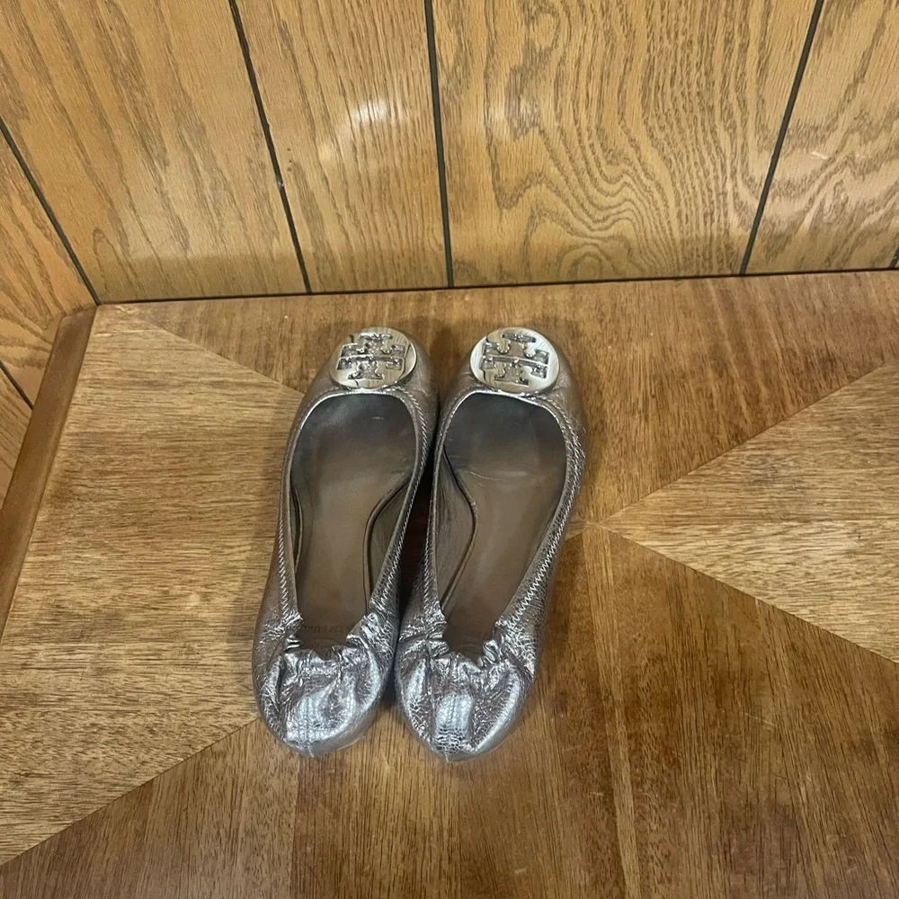 Tory Burch Metallic Ballet Flats - Picture 9 of 16